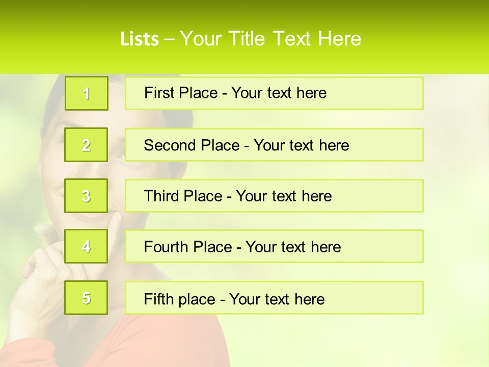 A Woman Is Smiling With Her Hand On Her Chin PowerPoint Template