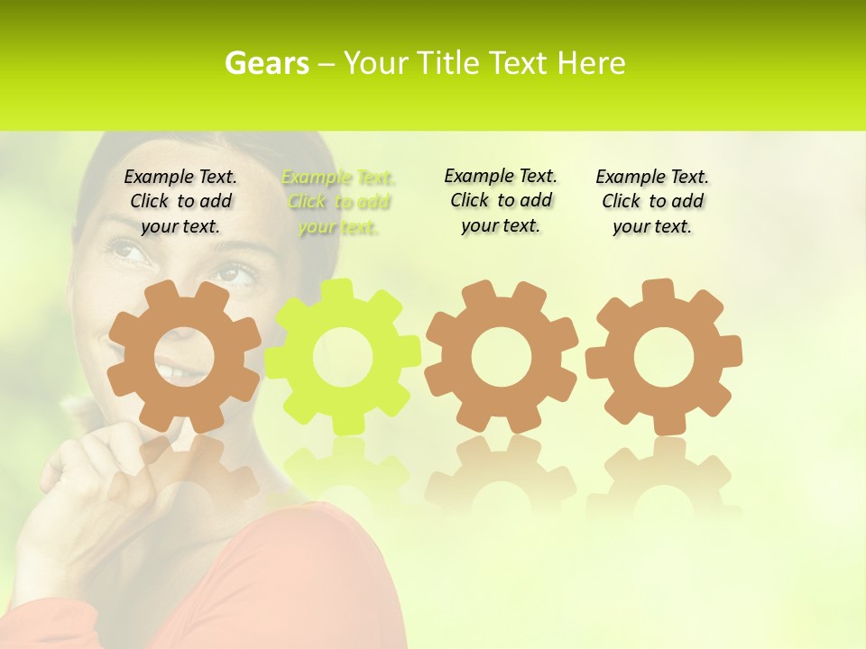 A Woman Is Smiling With Her Hand On Her Chin PowerPoint Template