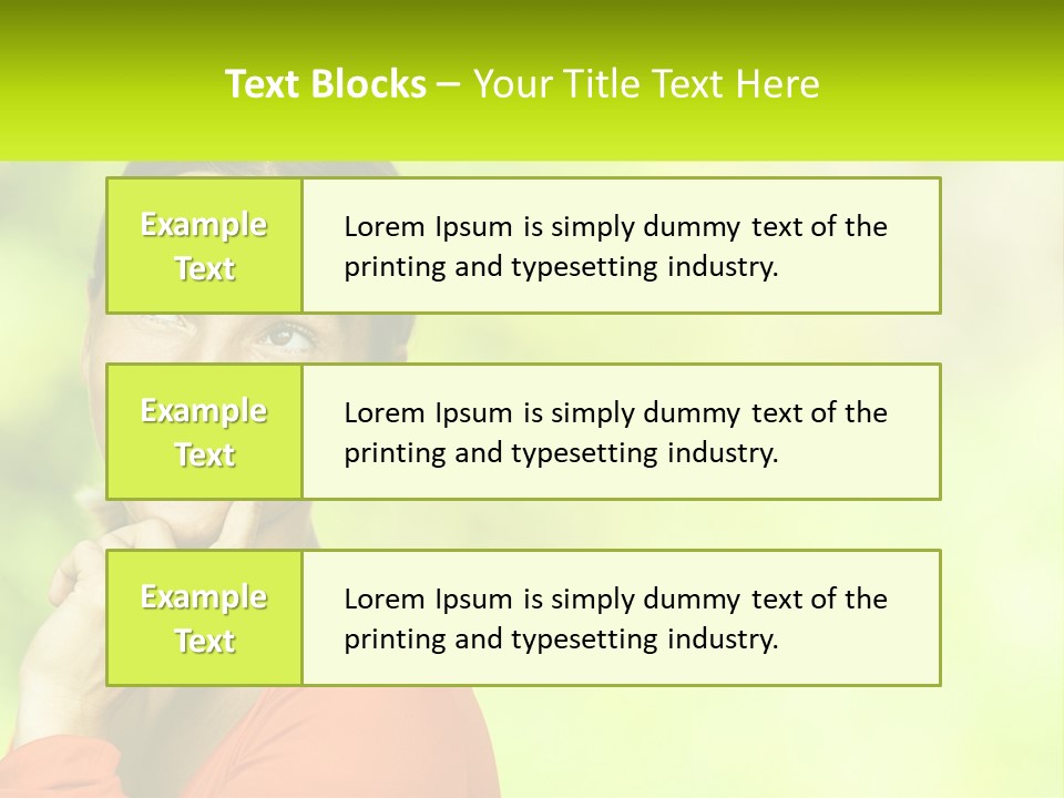 A Woman Is Smiling With Her Hand On Her Chin PowerPoint Template