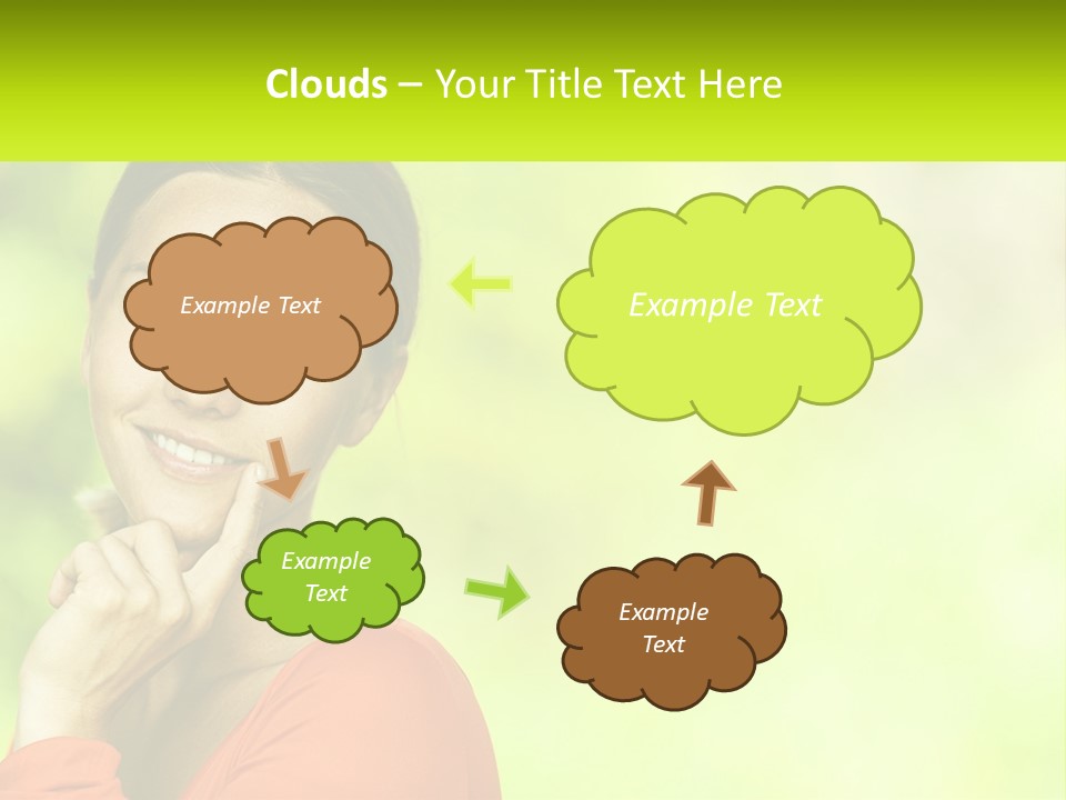 A Woman Is Smiling With Her Hand On Her Chin PowerPoint Template