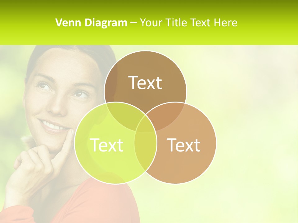 A Woman Is Smiling With Her Hand On Her Chin PowerPoint Template