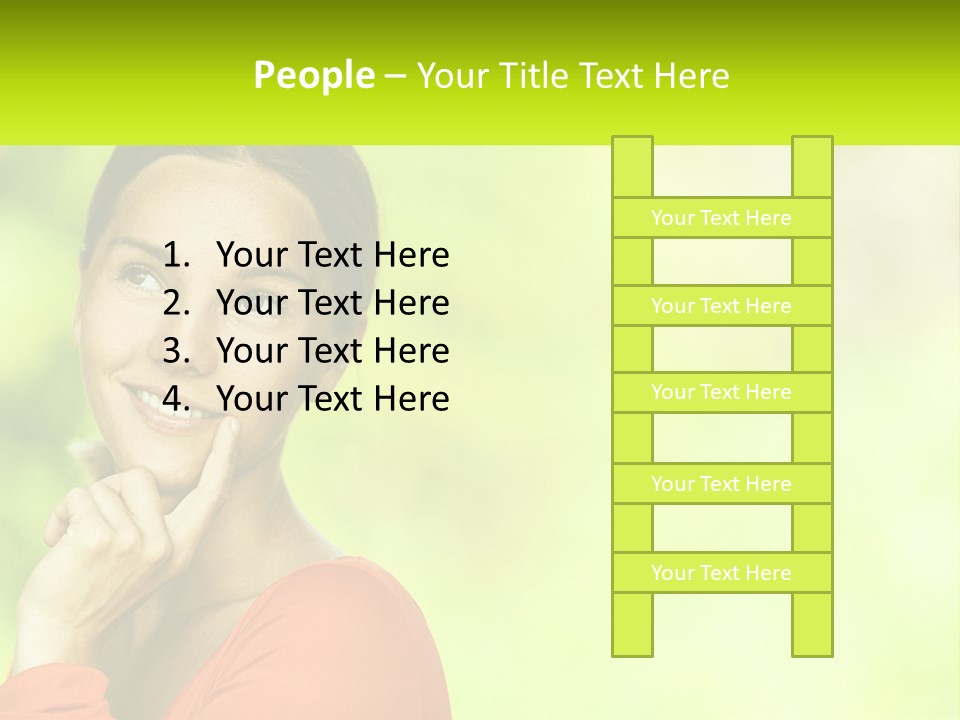 A Woman Is Smiling With Her Hand On Her Chin PowerPoint Template