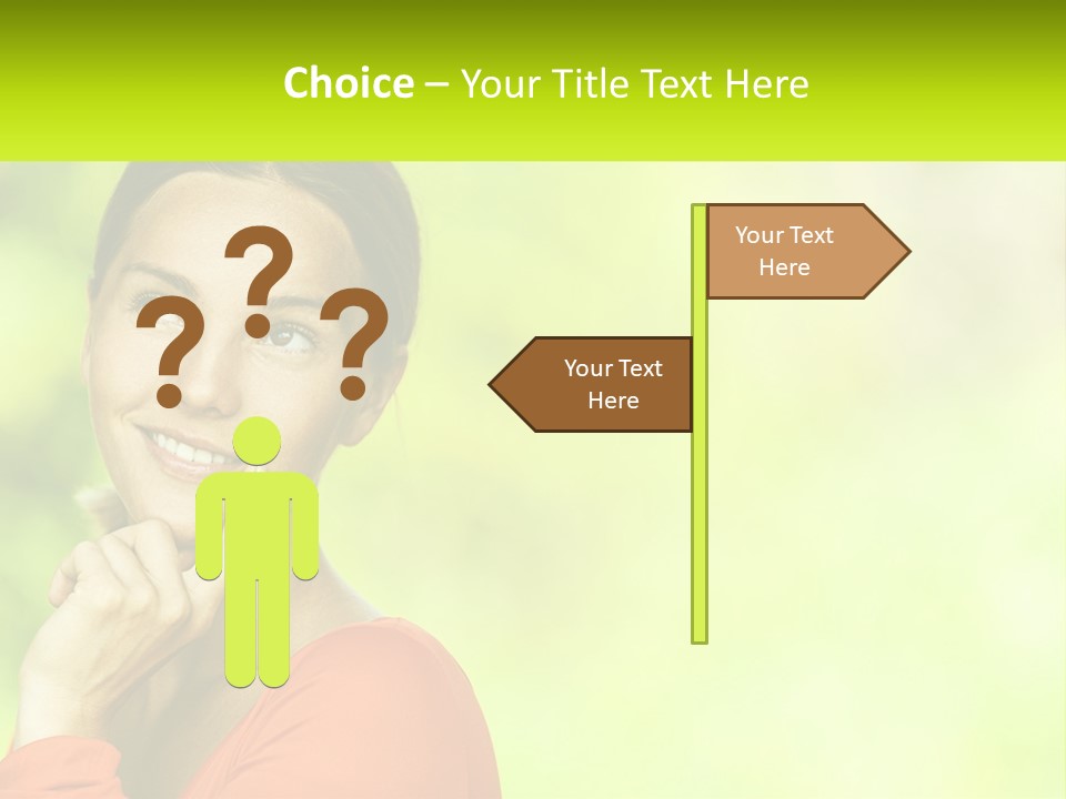 A Woman Is Smiling With Her Hand On Her Chin PowerPoint Template