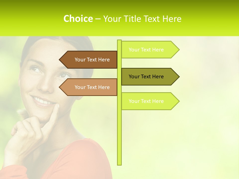 A Woman Is Smiling With Her Hand On Her Chin PowerPoint Template