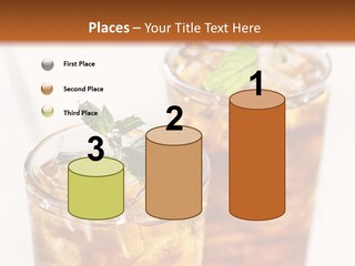 Two Glasses Of Ice Tea With Mint On A Table PowerPoint Template