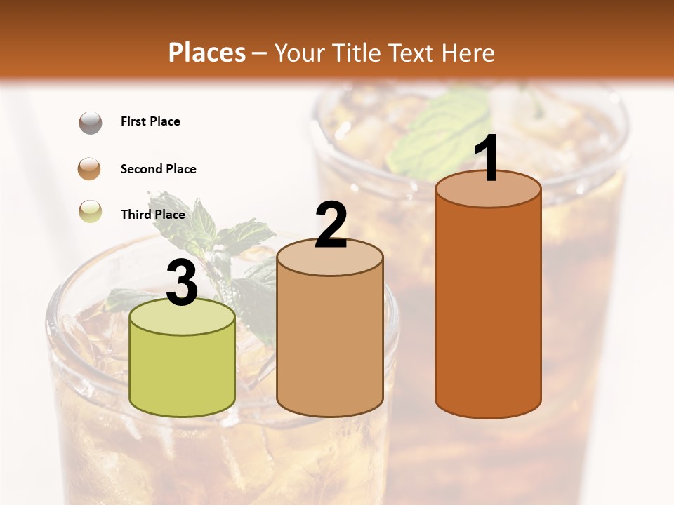 Two Glasses Of Ice Tea With Mint On A Table PowerPoint Template