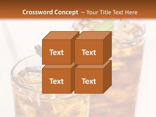 Two Glasses Of Ice Tea With Mint On A Table PowerPoint Template