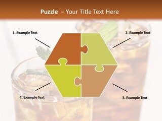 Two Glasses Of Ice Tea With Mint On A Table PowerPoint Template