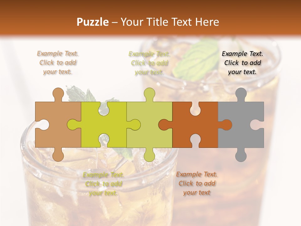 Two Glasses Of Ice Tea With Mint On A Table PowerPoint Template