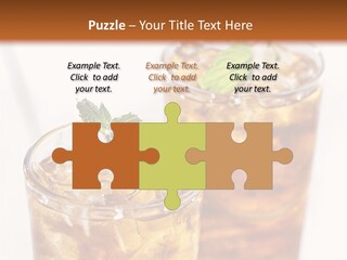Two Glasses Of Ice Tea With Mint On A Table PowerPoint Template