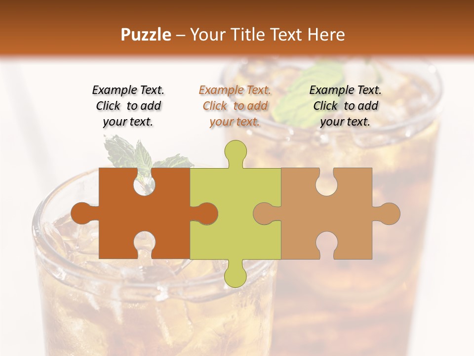 Two Glasses Of Ice Tea With Mint On A Table PowerPoint Template