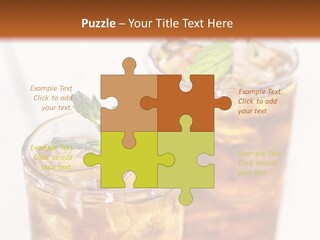 Two Glasses Of Ice Tea With Mint On A Table PowerPoint Template