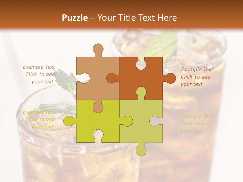 Two Glasses Of Ice Tea With Mint On A Table PowerPoint Template