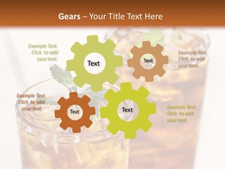 Two Glasses Of Ice Tea With Mint On A Table PowerPoint Template