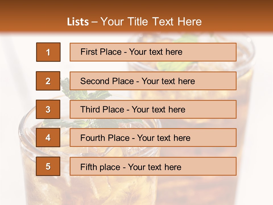Two Glasses Of Ice Tea With Mint On A Table PowerPoint Template