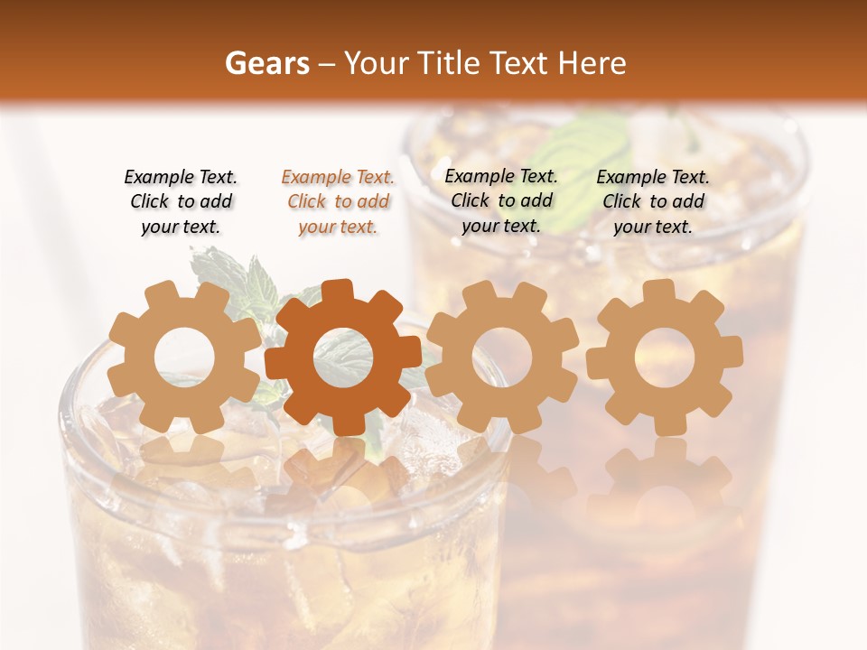 Two Glasses Of Ice Tea With Mint On A Table PowerPoint Template