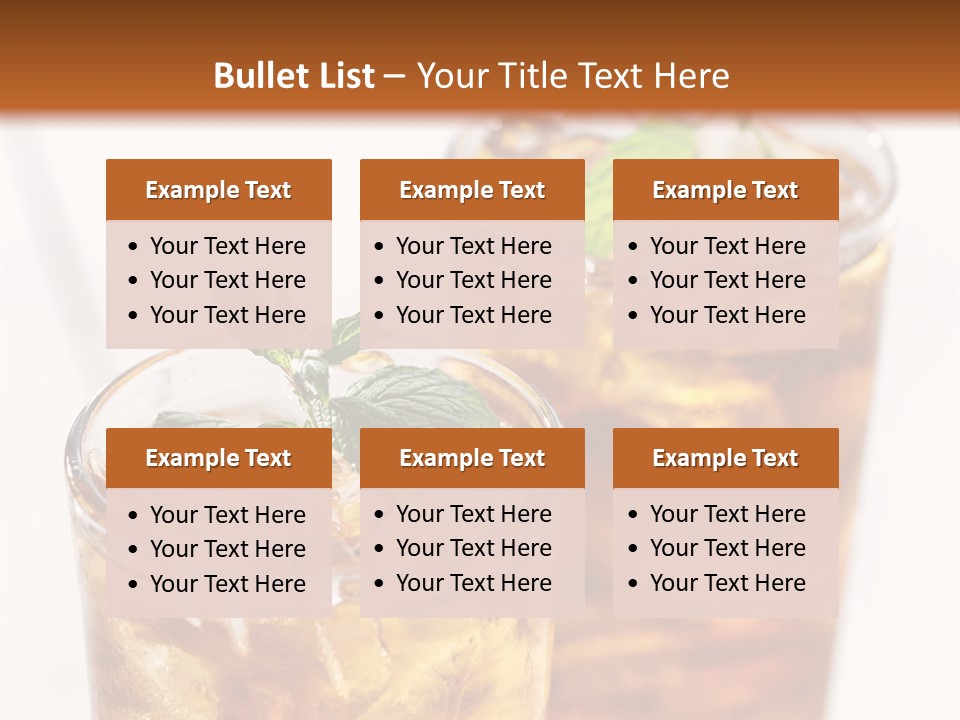 Two Glasses Of Ice Tea With Mint On A Table PowerPoint Template