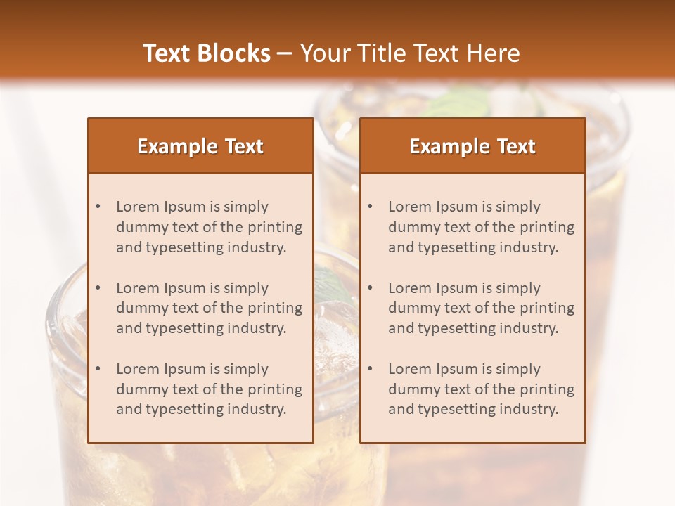 Two Glasses Of Ice Tea With Mint On A Table PowerPoint Template