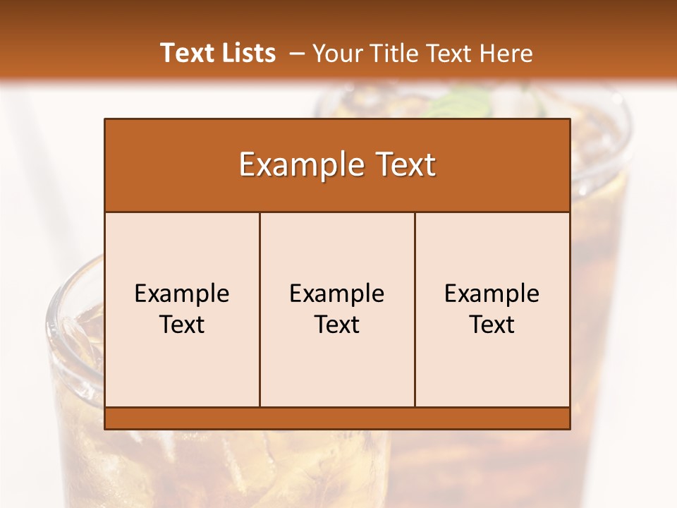 Two Glasses Of Ice Tea With Mint On A Table PowerPoint Template