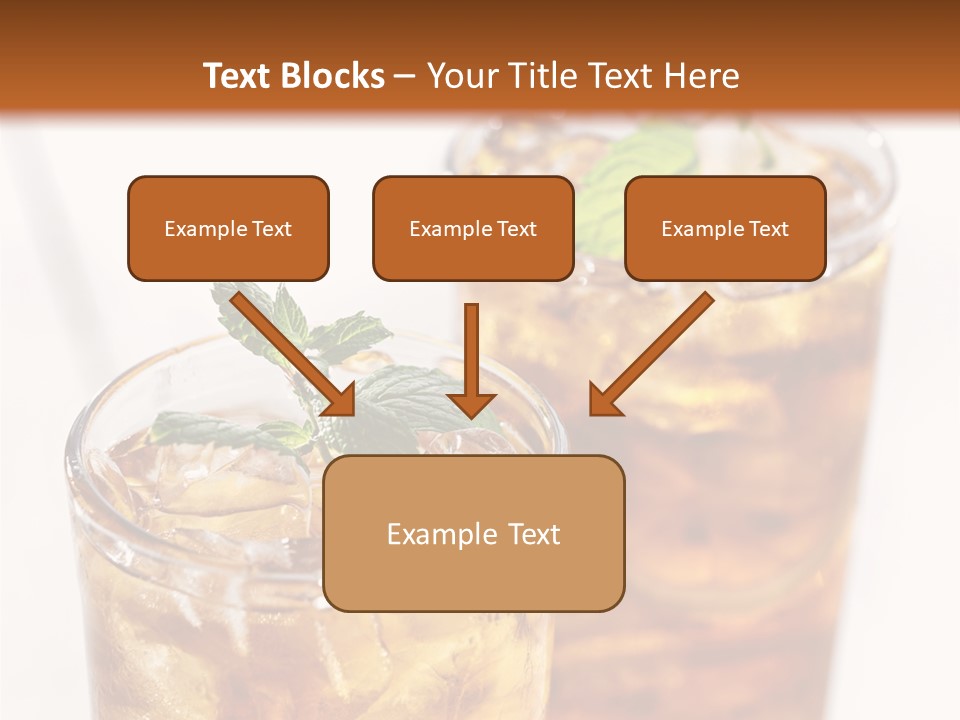 Two Glasses Of Ice Tea With Mint On A Table PowerPoint Template