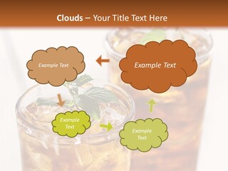 Two Glasses Of Ice Tea With Mint On A Table PowerPoint Template