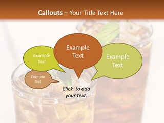 Two Glasses Of Ice Tea With Mint On A Table PowerPoint Template