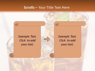 Two Glasses Of Ice Tea With Mint On A Table PowerPoint Template