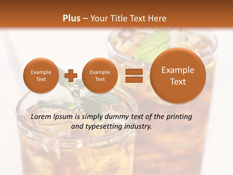 Two Glasses Of Ice Tea With Mint On A Table PowerPoint Template