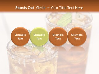 Two Glasses Of Ice Tea With Mint On A Table PowerPoint Template