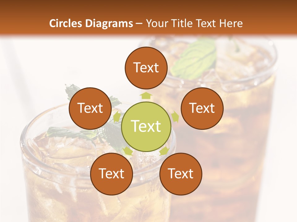 Two Glasses Of Ice Tea With Mint On A Table PowerPoint Template