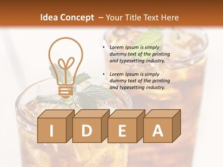 Two Glasses Of Ice Tea With Mint On A Table PowerPoint Template