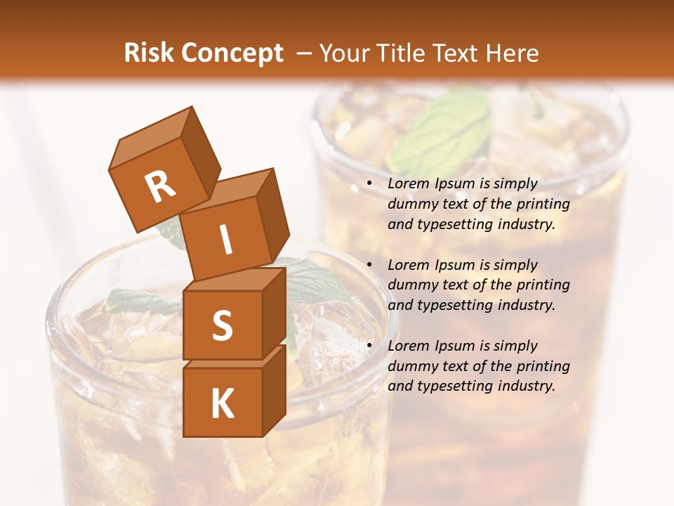 Two Glasses Of Ice Tea With Mint On A Table PowerPoint Template