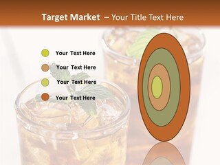 Two Glasses Of Ice Tea With Mint On A Table PowerPoint Template