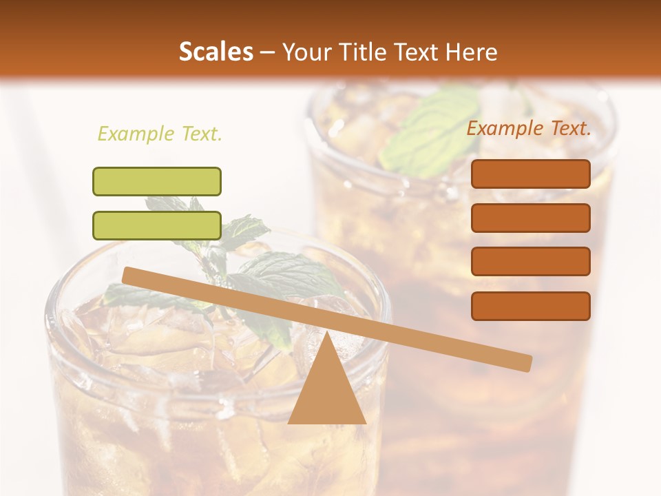 Two Glasses Of Ice Tea With Mint On A Table PowerPoint Template