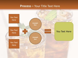 Two Glasses Of Ice Tea With Mint On A Table PowerPoint Template