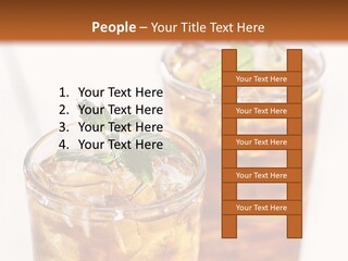 Two Glasses Of Ice Tea With Mint On A Table PowerPoint Template