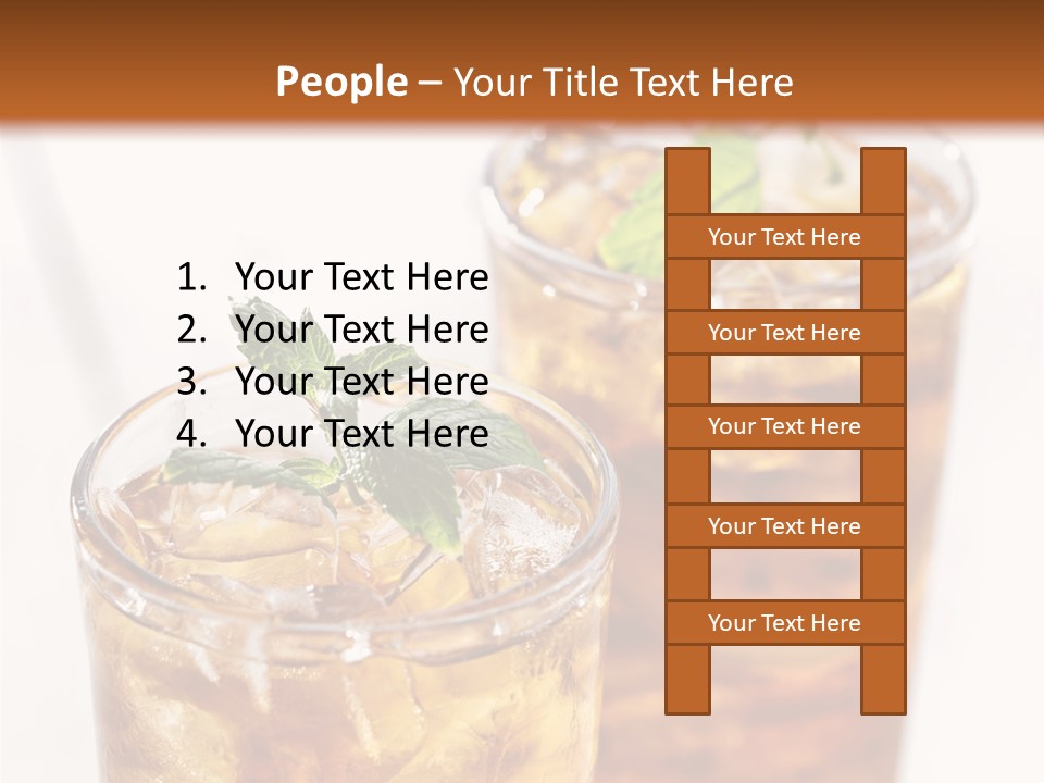 Two Glasses Of Ice Tea With Mint On A Table PowerPoint Template