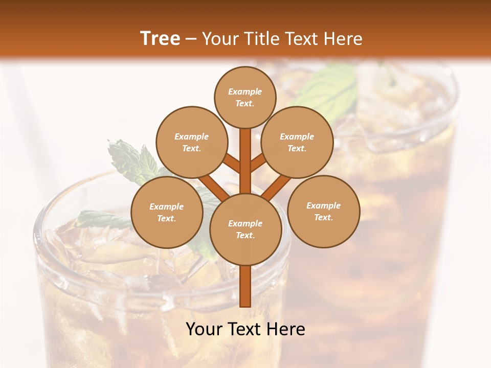 Two Glasses Of Ice Tea With Mint On A Table PowerPoint Template