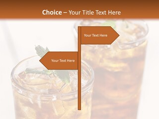 Two Glasses Of Ice Tea With Mint On A Table PowerPoint Template