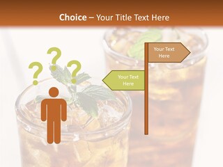 Two Glasses Of Ice Tea With Mint On A Table PowerPoint Template