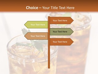 Two Glasses Of Ice Tea With Mint On A Table PowerPoint Template