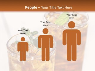 Two Glasses Of Ice Tea With Mint On A Table PowerPoint Template