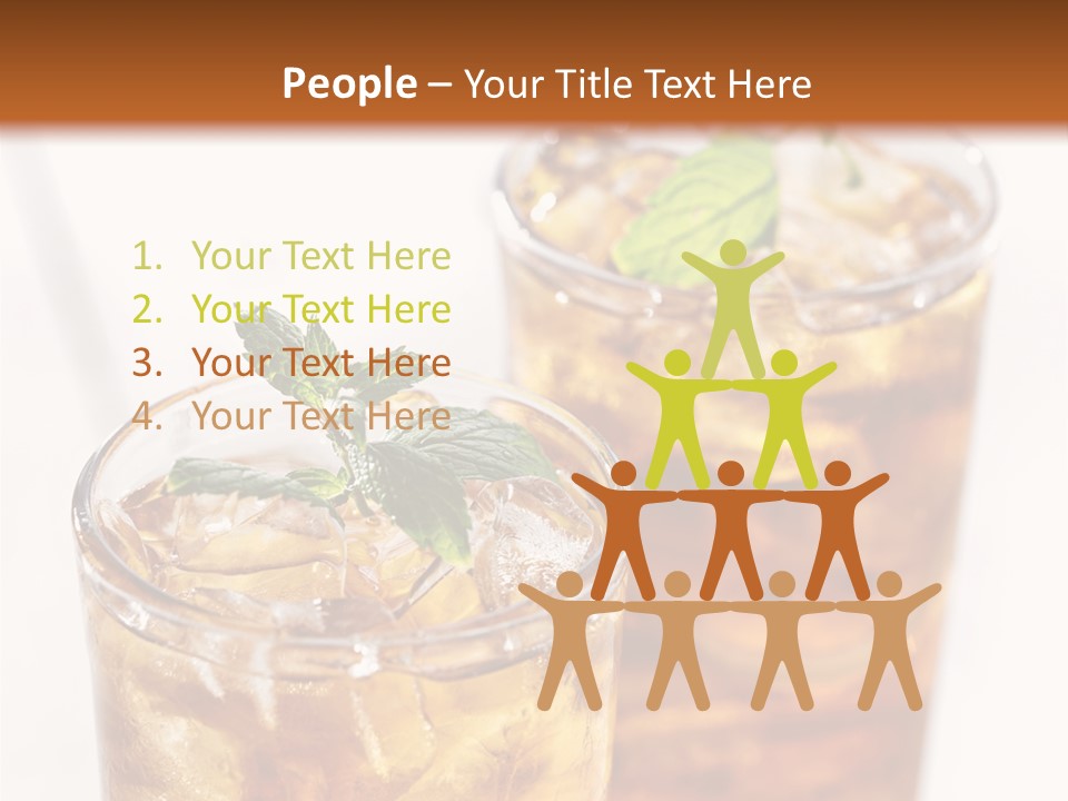 Two Glasses Of Ice Tea With Mint On A Table PowerPoint Template