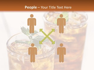 Two Glasses Of Ice Tea With Mint On A Table PowerPoint Template
