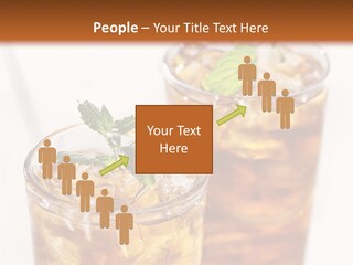 Two Glasses Of Ice Tea With Mint On A Table PowerPoint Template