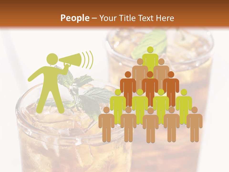 Two Glasses Of Ice Tea With Mint On A Table PowerPoint Template