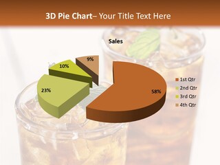 Two Glasses Of Ice Tea With Mint On A Table PowerPoint Template