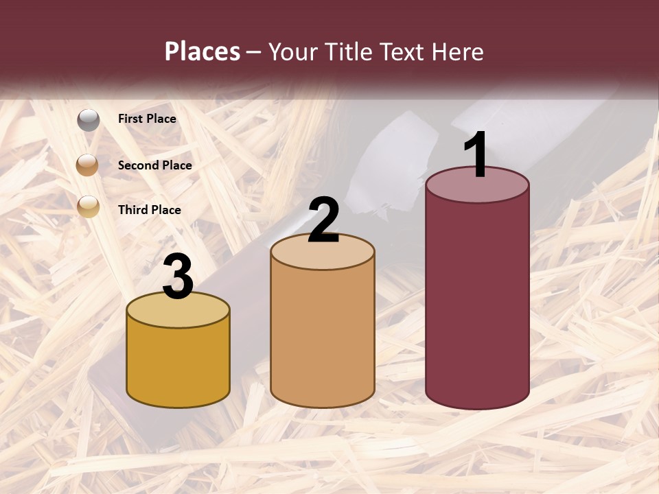 A Bottle Of Wine Sitting On Top Of Straw PowerPoint Template