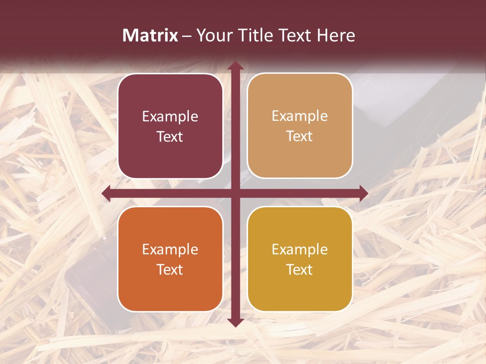 A Bottle Of Wine Sitting On Top Of Straw PowerPoint Template