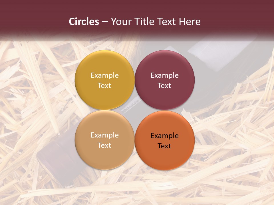 A Bottle Of Wine Sitting On Top Of Straw PowerPoint Template